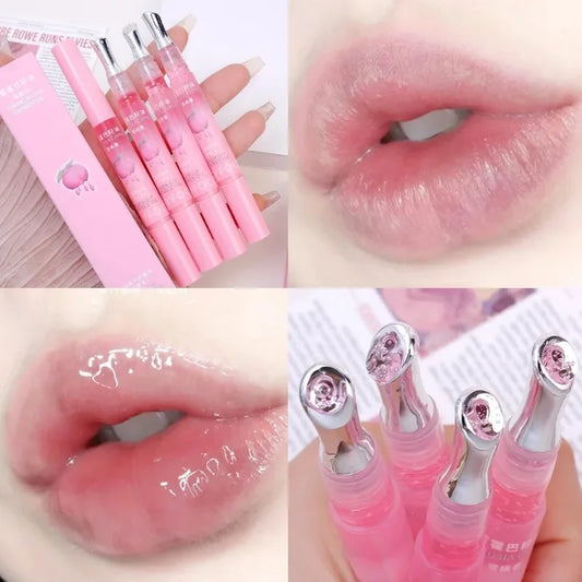 Peach Essence Lip Oil Mirror Moisturizing Liquid Lips Plumper Essence Oil Repair Lip Fine Lines Jelly Lip Gloss Makeup Cosmetics